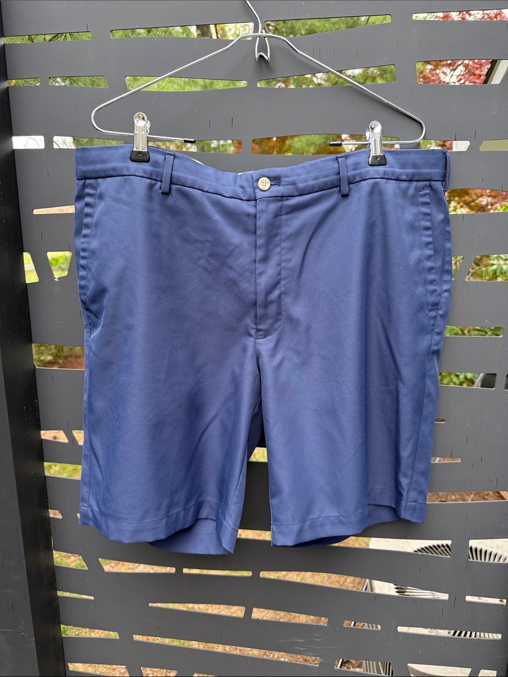 Peter Millar Navy Flat-Front Performance Shorts
